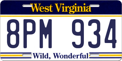 WV license plate 8PM934