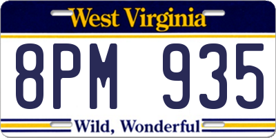 WV license plate 8PM935