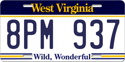 WV license plate 8PM937