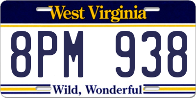 WV license plate 8PM938