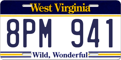 WV license plate 8PM941