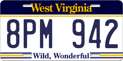 WV license plate 8PM942