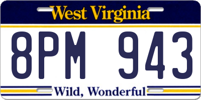 WV license plate 8PM943