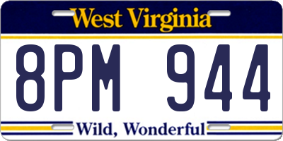WV license plate 8PM944
