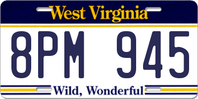 WV license plate 8PM945
