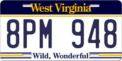 WV license plate 8PM948