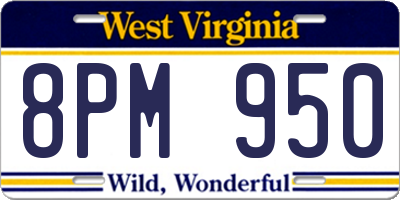 WV license plate 8PM950