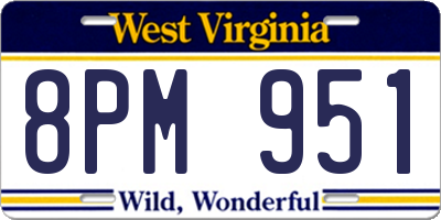 WV license plate 8PM951