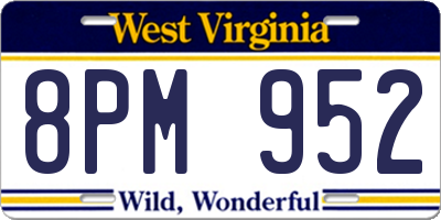 WV license plate 8PM952