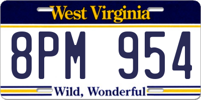 WV license plate 8PM954