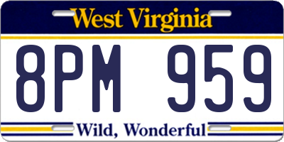 WV license plate 8PM959