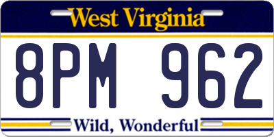 WV license plate 8PM962