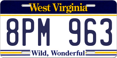 WV license plate 8PM963