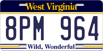 WV license plate 8PM964