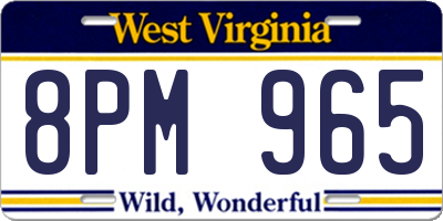 WV license plate 8PM965