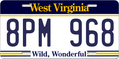 WV license plate 8PM968