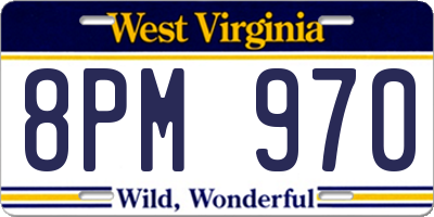WV license plate 8PM970