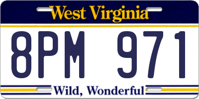 WV license plate 8PM971