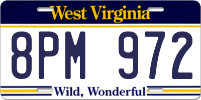 WV license plate 8PM972