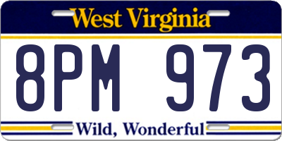 WV license plate 8PM973