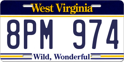 WV license plate 8PM974