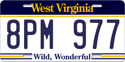 WV license plate 8PM977