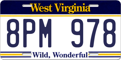 WV license plate 8PM978
