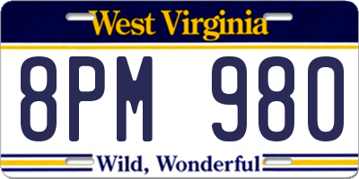 WV license plate 8PM980