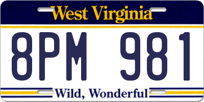 WV license plate 8PM981