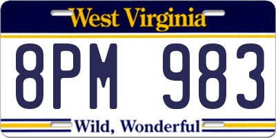 WV license plate 8PM983