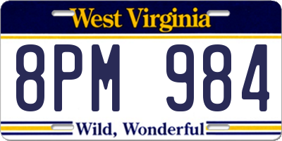 WV license plate 8PM984