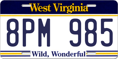 WV license plate 8PM985