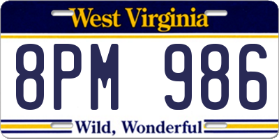WV license plate 8PM986