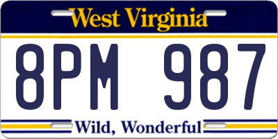 WV license plate 8PM987