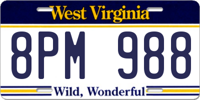 WV license plate 8PM988