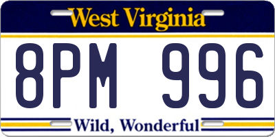 WV license plate 8PM996