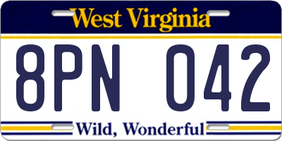 WV license plate 8PN042