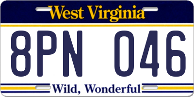 WV license plate 8PN046