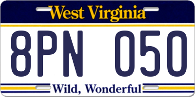 WV license plate 8PN050