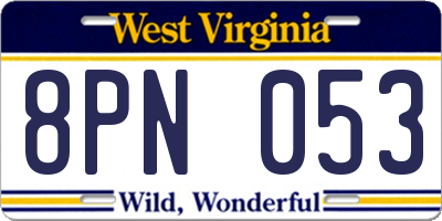 WV license plate 8PN053