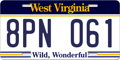 WV license plate 8PN061