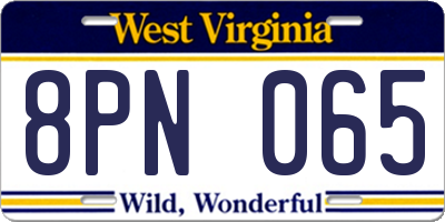 WV license plate 8PN065
