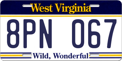WV license plate 8PN067