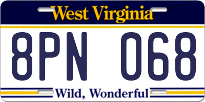WV license plate 8PN068