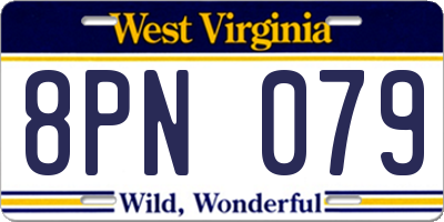 WV license plate 8PN079