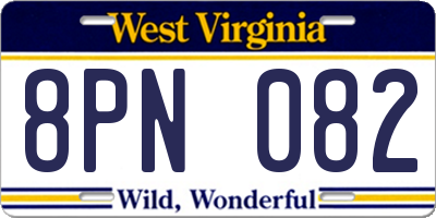WV license plate 8PN082