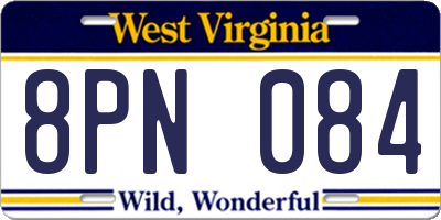 WV license plate 8PN084