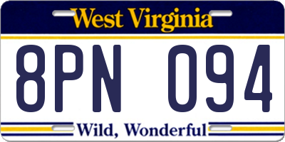 WV license plate 8PN094