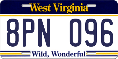 WV license plate 8PN096