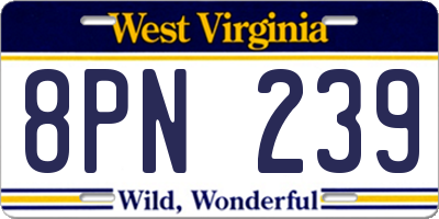 WV license plate 8PN239